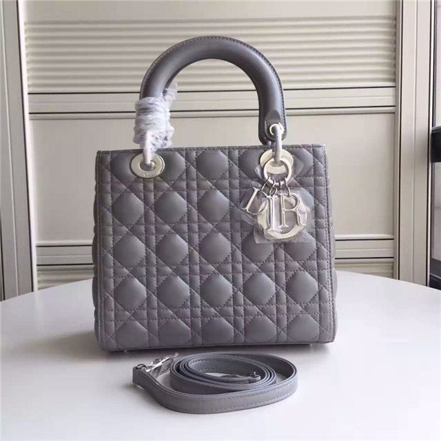 Christian Dior Lady Dior Medium Quilted Bag Dark Grey Lambskin Christian Dior Lady Dior Medium Quilted Bag Dark Grey Lambskin