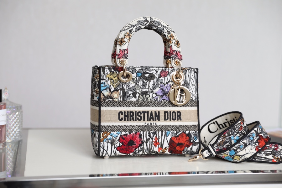 CHRISTIAN DIOR HIBISCUS PRINTED MEDIUM LADY D-LITE CHRISTIAN DIOR HIBISCUS PRINTED MEDIUM LADY D-LITE