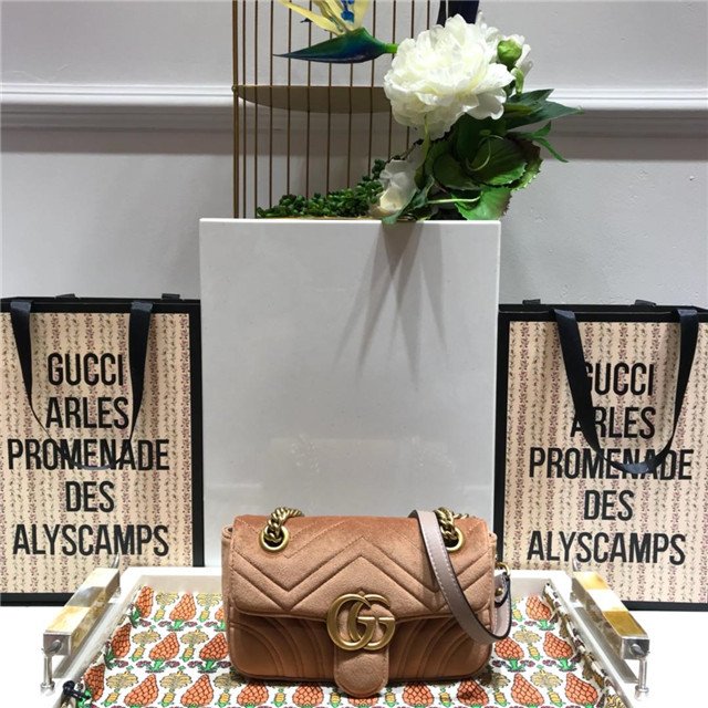 Gucci GG Marmont Velvet Mini Bag Taupe Velvet Gucci GG Marmont Velvet Mini Bag Taupe Velvet