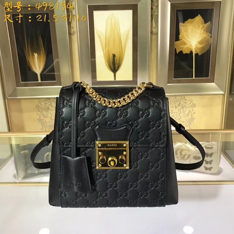Gucci Padlock Gucci Signature Backpack Black Gucci Padlock Gucci Signature Backpack Black