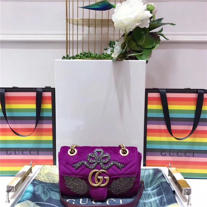 Gucci GG Marmont Embroidered Velvet Mini Bag Crystal Embroidered Flower (Varied Colors) Gucci GG Marmont Embroidered Velvet Mini Bag Crystal Embroidered Flower (Varied Colors)