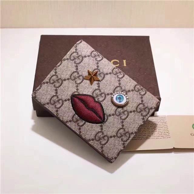 Gucci Card Case With Embroidered Face Red Gucci Card Case With Embroidered Face Red