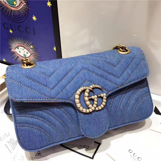 Gucci GG Marmont Medium Shoulder Bag Denim Gucci GG Marmont Medium Shoulder Bag Denim