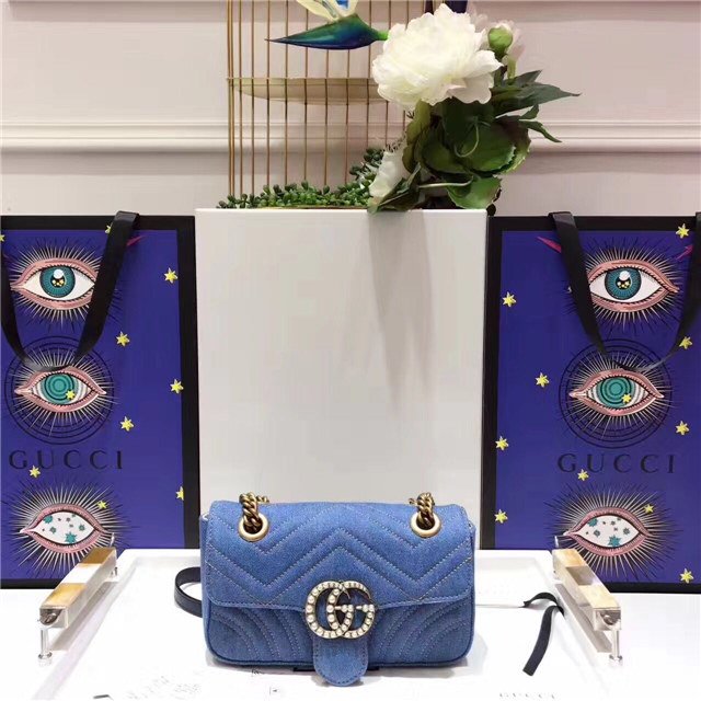 Gucci GG Marmont Mini Bag Denim Gucci GG Marmont Mini Bag Denim