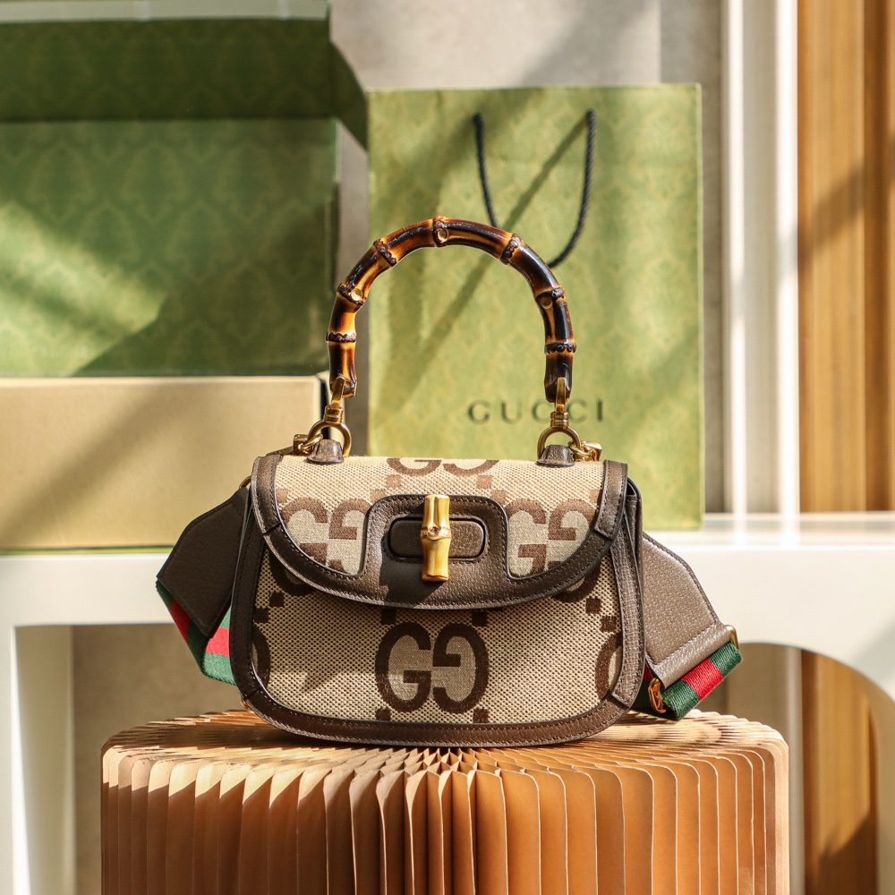 GUCCI BAMBOO 1947 JUMBO GG SMALL TOP HANDLE BAG GUCCI BAMBOO 1947 JUMBO GG SMALL TOP HANDLE BAG