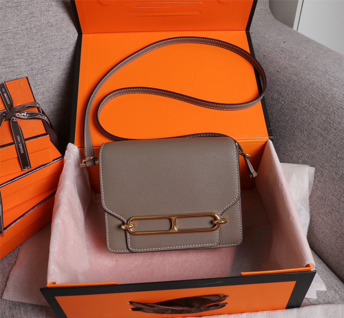 HERMES HANDBAG gray HERMES HANDBAG gray