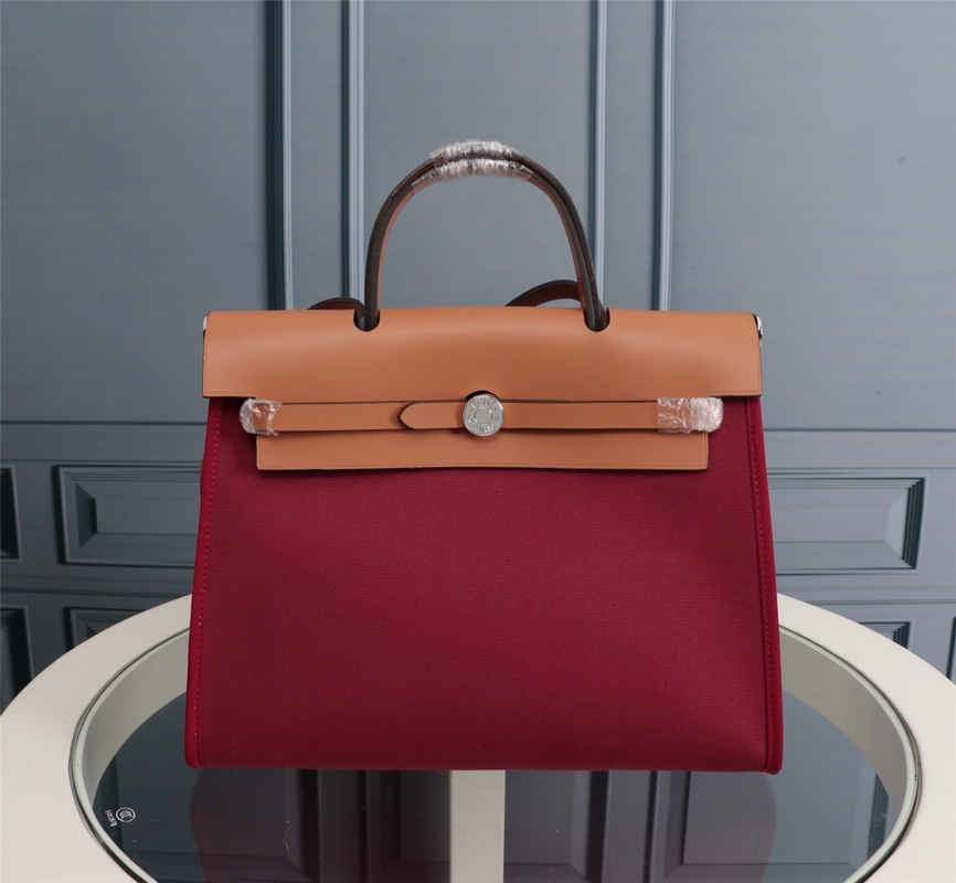 HERMES HANDBAG canvas dark red HERMES HANDBAG canvas dark red