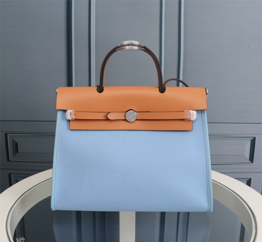 HERMES HANDBAG CANVAS blue HERMES HANDBAG CANVAS blue