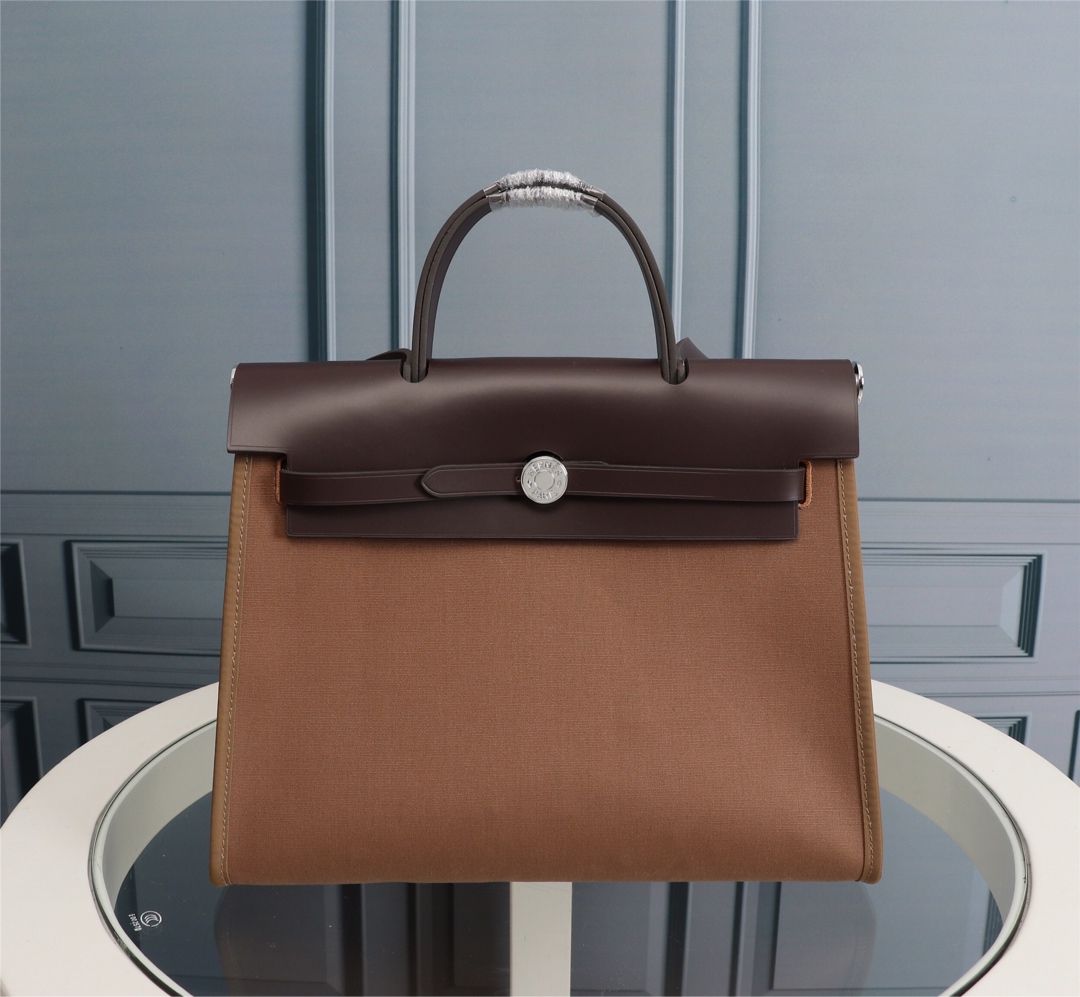 HERMES HANDBAG CANVAS brown HERMES HANDBAG CANVAS brown