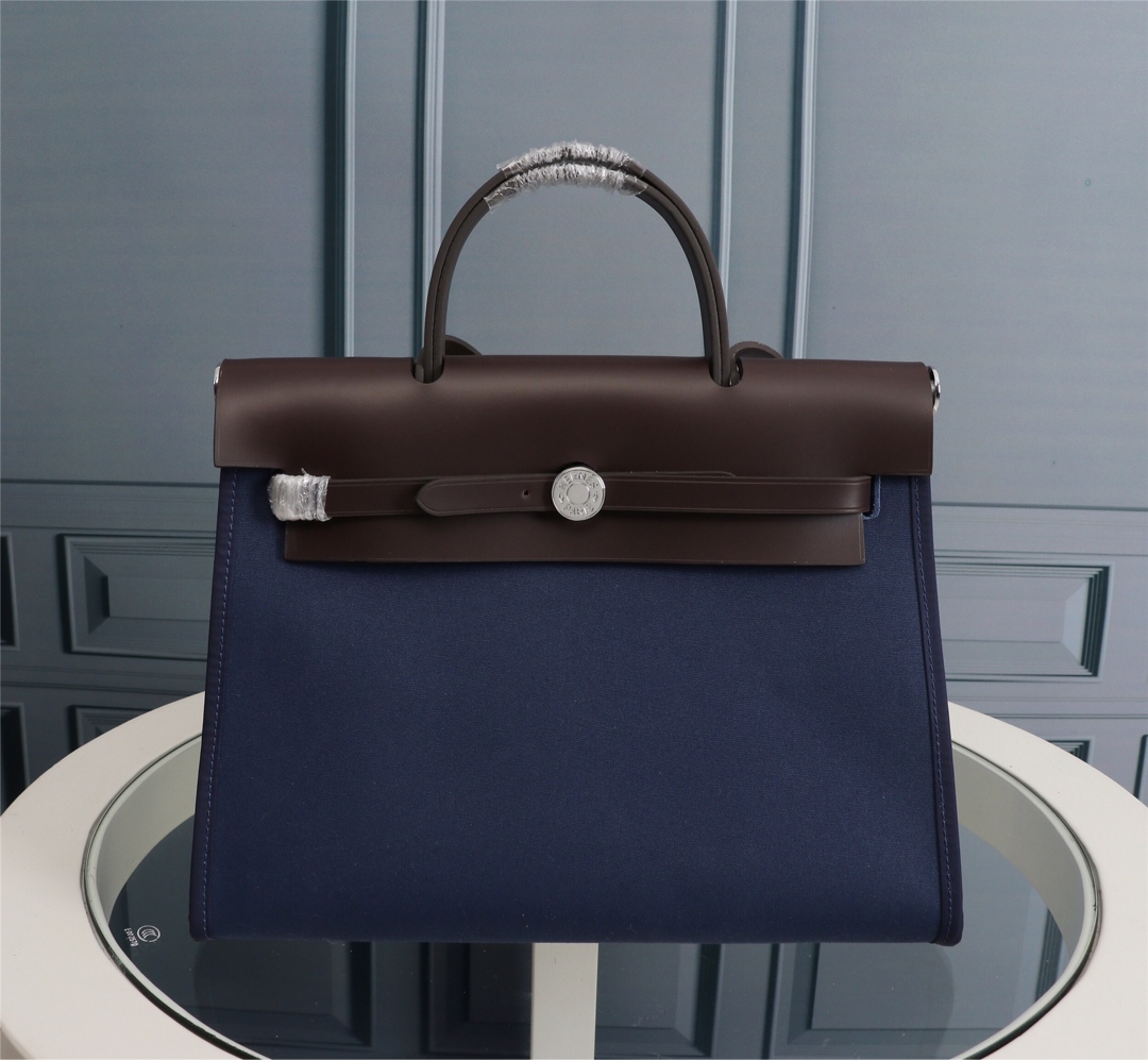 HERMES HANDBAG CANVAS Navy HERMES HANDBAG CANVAS Navy