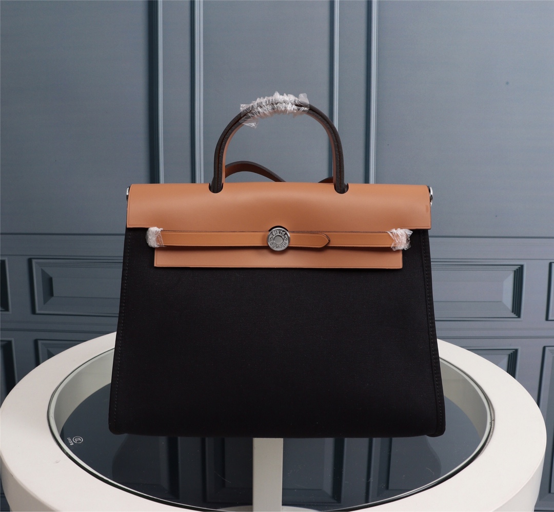 HERMES HANDBAG CANVAS black HERMES HANDBAG CANVAS black