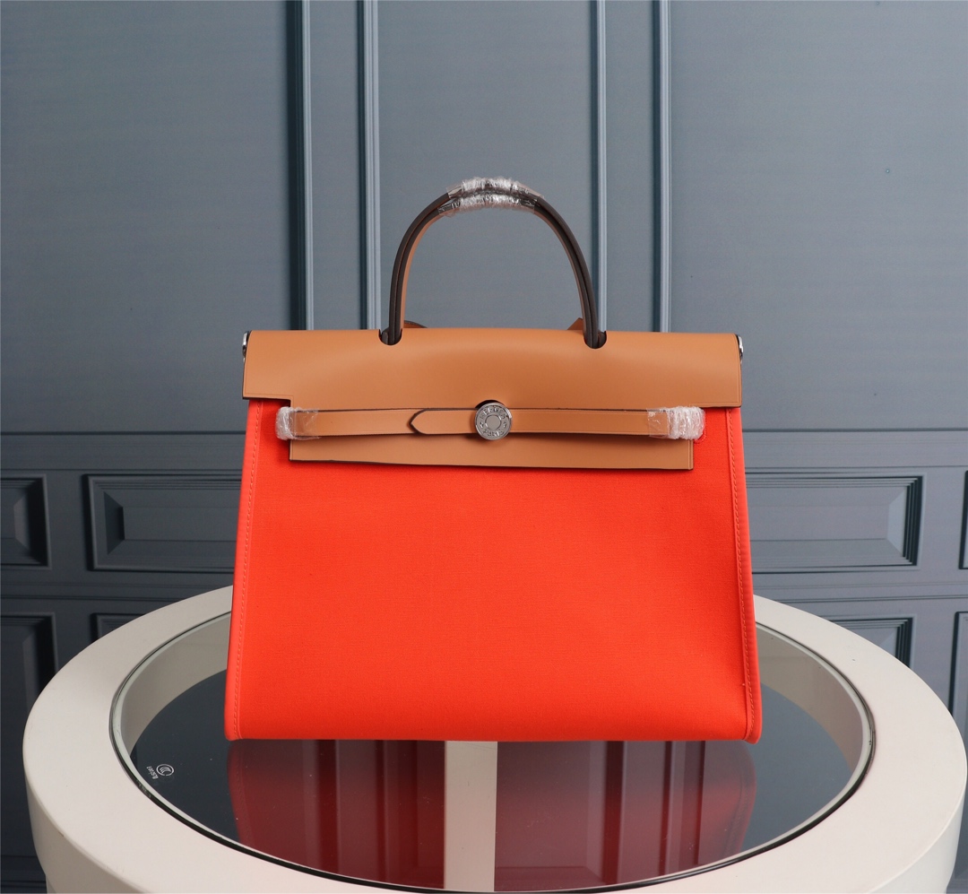 HERMES HANDBAG CANVAS orange HERMES HANDBAG CANVAS orange