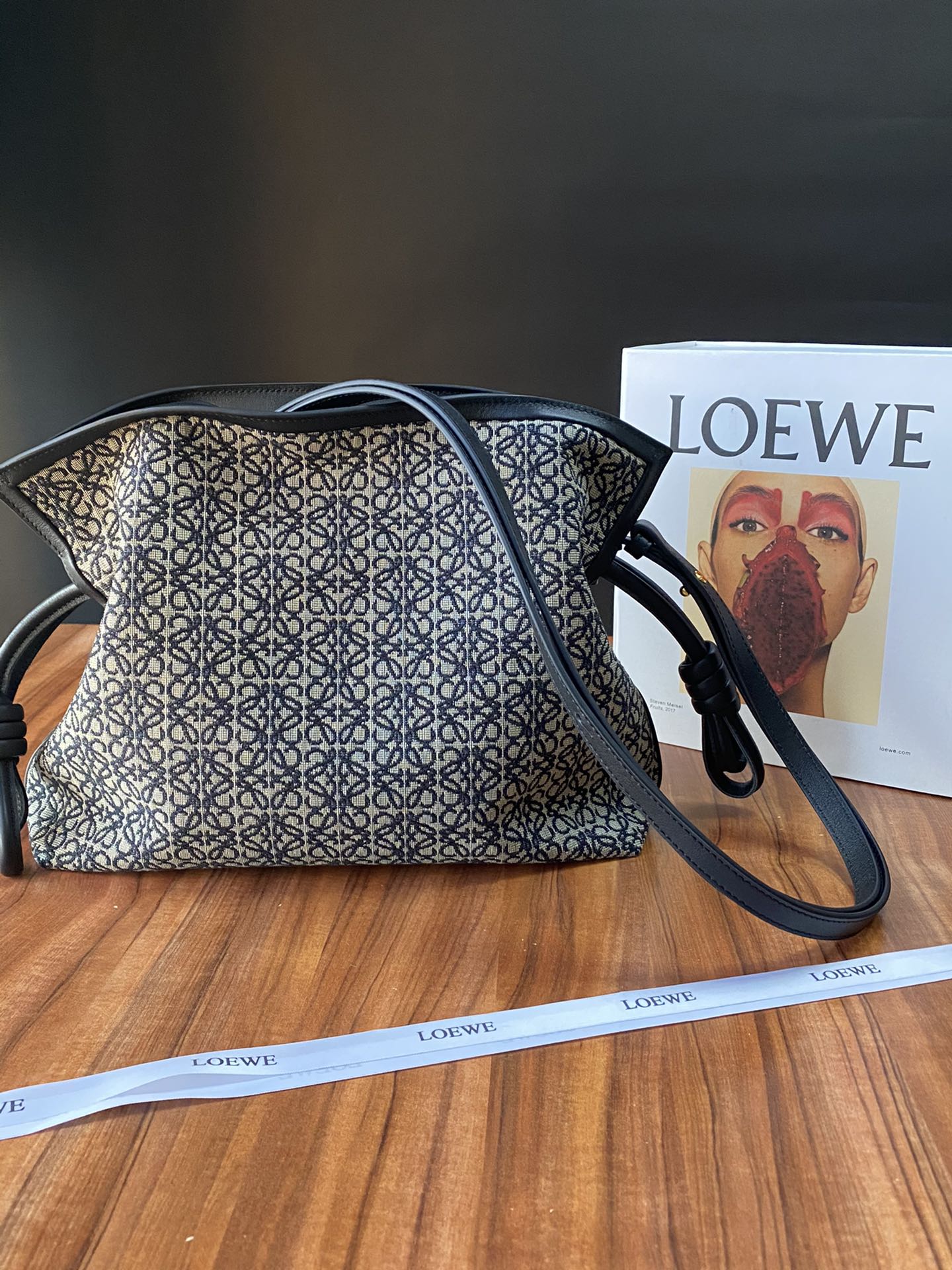 LOEWE CROSSBODY Embroidered Royal Blue with Beige Pattern LOEWE CROSSBODY Embroidered Royal Blue with Beige Pattern