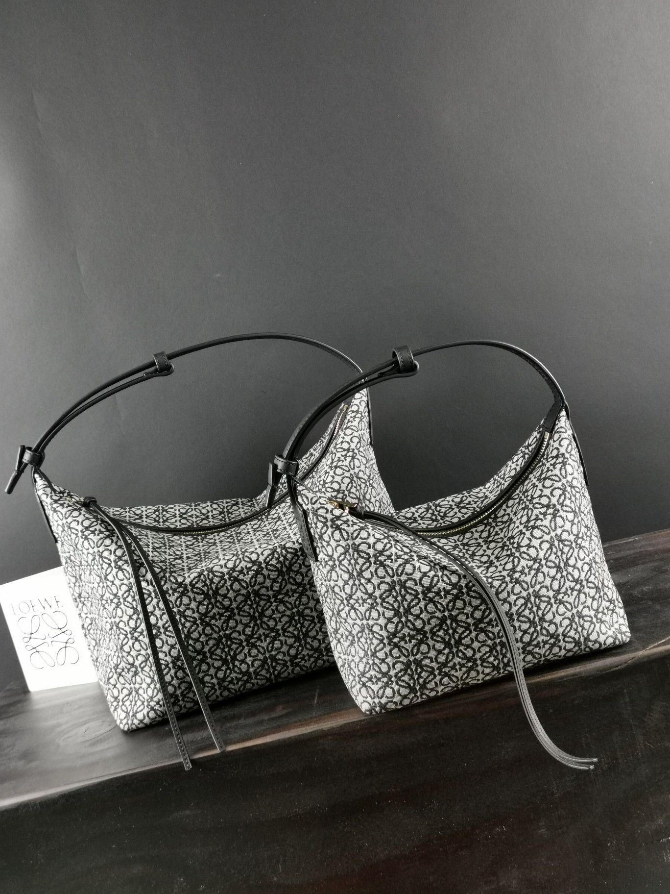 LOEWE HANDBAG Embroidered Black with White Pattern LOEWE HANDBAG Embroidered Black with White Pattern