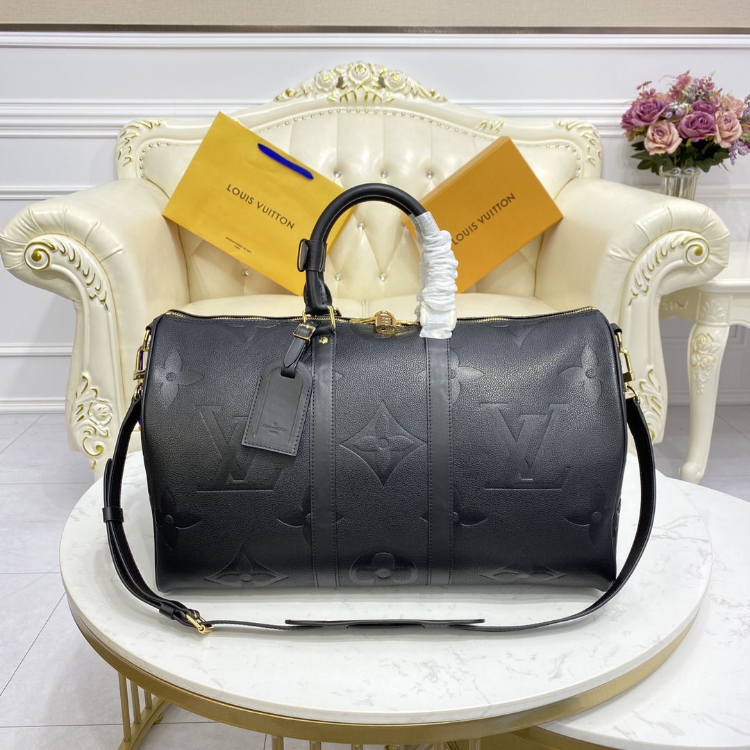 Louis Vuitton Keepall Bandoulière 45 Monogram Empreinte Leather Black Louis Vuitton Keepall Bandoulière 45 Monogram Empreinte Leather Black