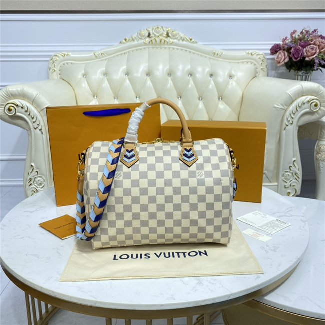 Louis Vuitton Speedy Bandouliere 30 Damier Azur Canvas Blue Louis Vuitton Speedy Bandouliere 30 Damier Azur Canvas Blue