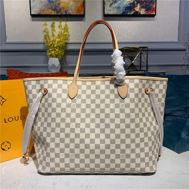Louis Vuitton Damier Azur Canvas Neverfull Bag GM Beige Louis Vuitton Damier Azur Canvas Neverfull Bag GM Beige