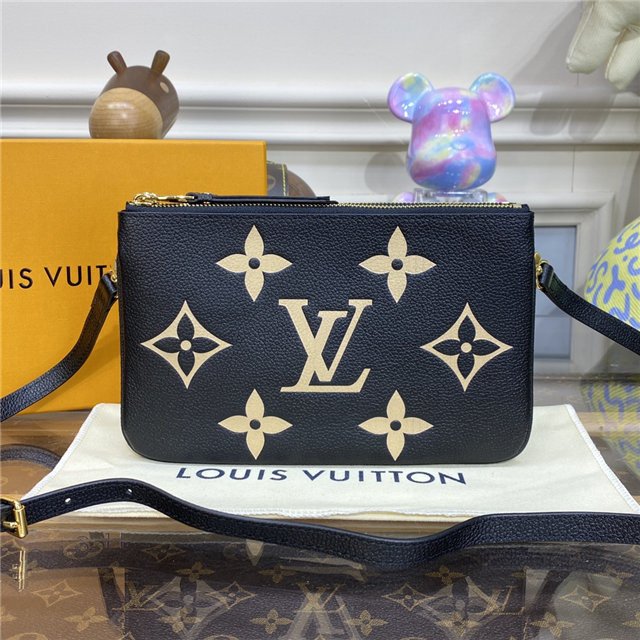 Louis Vuitton Double Zip Pochette Bicolor Monogram Empreinte Leather M80787 Louis Vuitton Double Zip Pochette Bicolor Monogram Empreinte Leather M80787