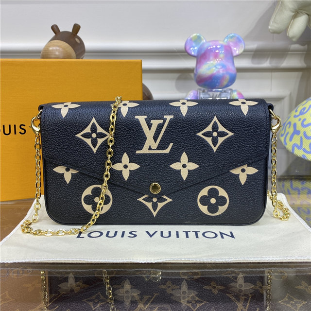 Louis Vuitton Pochette Felicie Bicolor Monogram Empreinte Leather M80482 Louis Vuitton Pochette Felicie Bicolor Monogram Empreinte Leather M80482