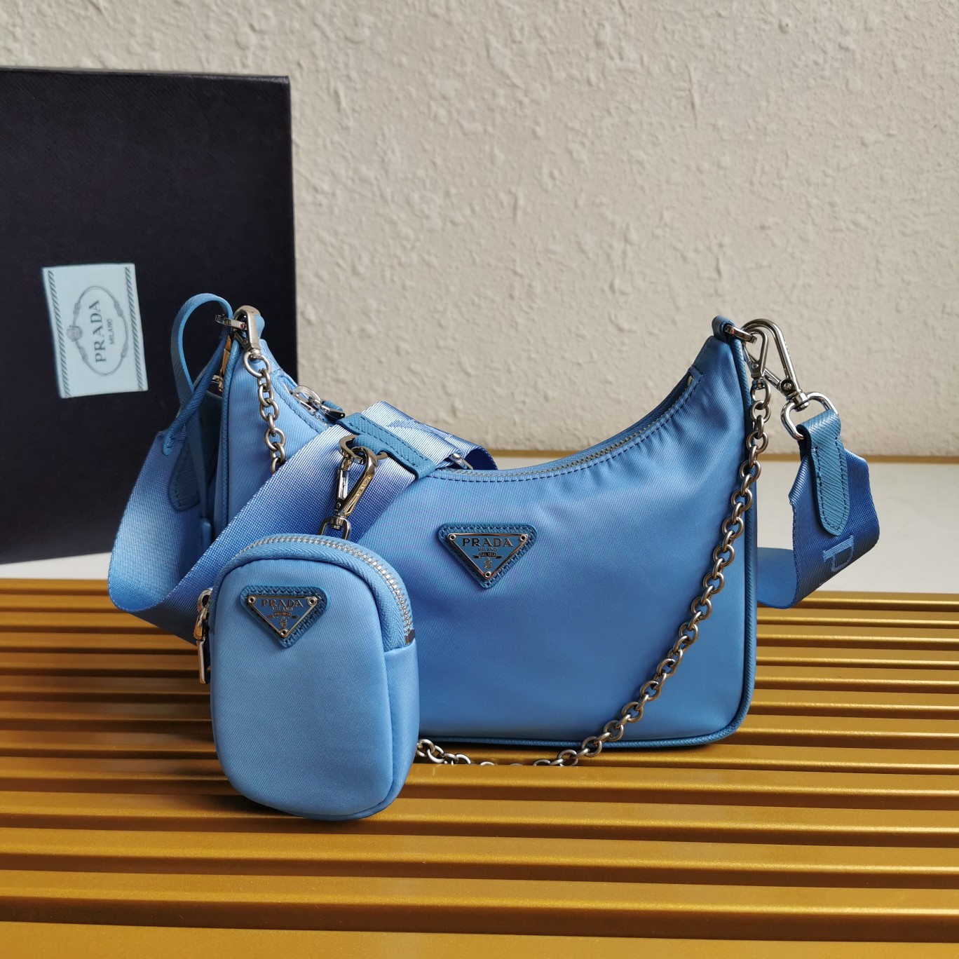 PRADA HANDBAG HOBO blue PRADA HANDBAG HOBO blue