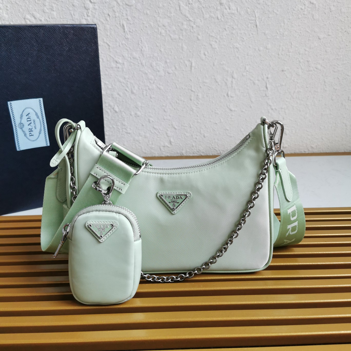 PRADA HANDBAG HOBO light green PRADA HANDBAG HOBO light green