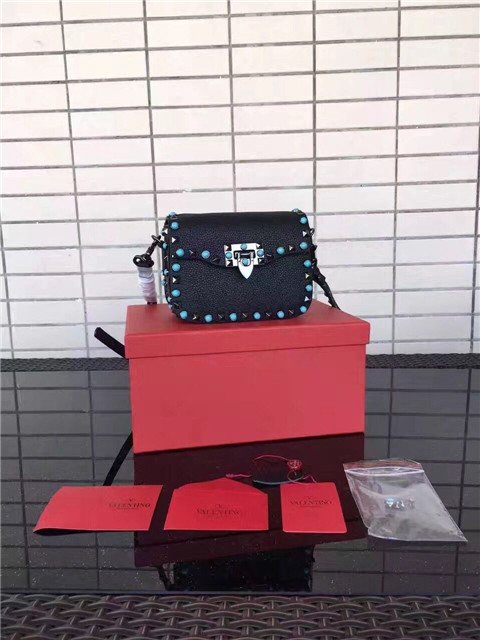 Valentino Rockstud small Black with turquoise stone Valentino Rockstud small Black with turquoise stone