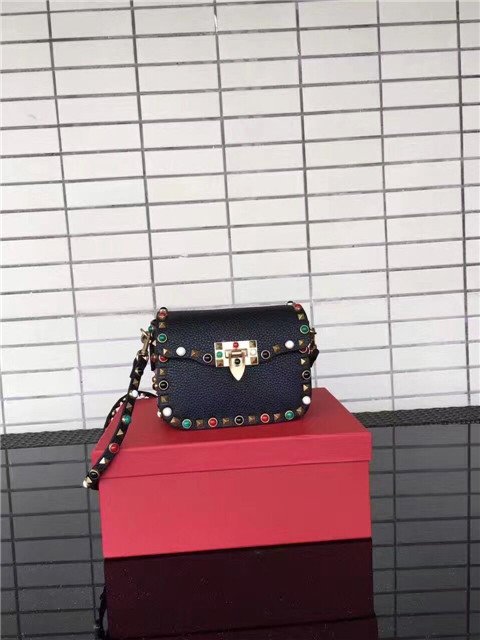 Valentino Rockstud small Black with multicolored cabochons Valentino Rockstud small Black with multicolored cabochons