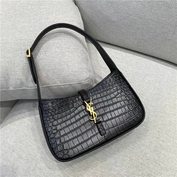Yves Saint Laurent LE 5 A 7 Hobo Bag Black Crocodile Yves Saint Laurent LE 5 A 7 Hobo Bag Black Crocodile