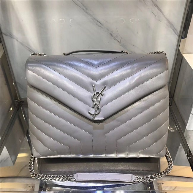 YSL Medium LOULOU Chain Bag Grey “Y” Matelasse Leather YSL Medium LOULOU Chain Bag Grey “Y” Matelasse Leather