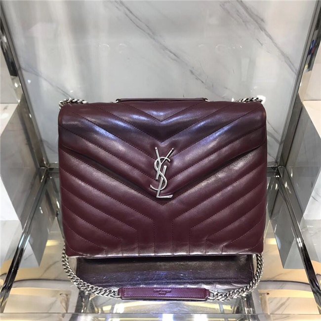 YSL Medium LOULOU Chain Bag “Y” Matelasse Leather Bordeaux YSL Medium LOULOU Chain Bag “Y” Matelasse Leather Bordeaux