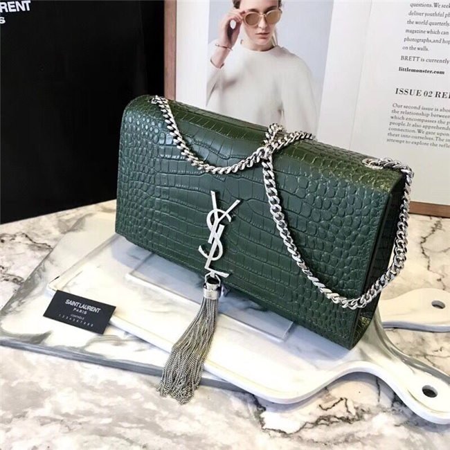 Yves Saint Laurent Medium Kate Tassel Chain Bag Crocodile Embossed Shiny Leather (Varied Colors) Yves Saint Laurent Medium Kate Tassel Chain Bag Crocodile Embossed Shiny Leather (Varied Colors)