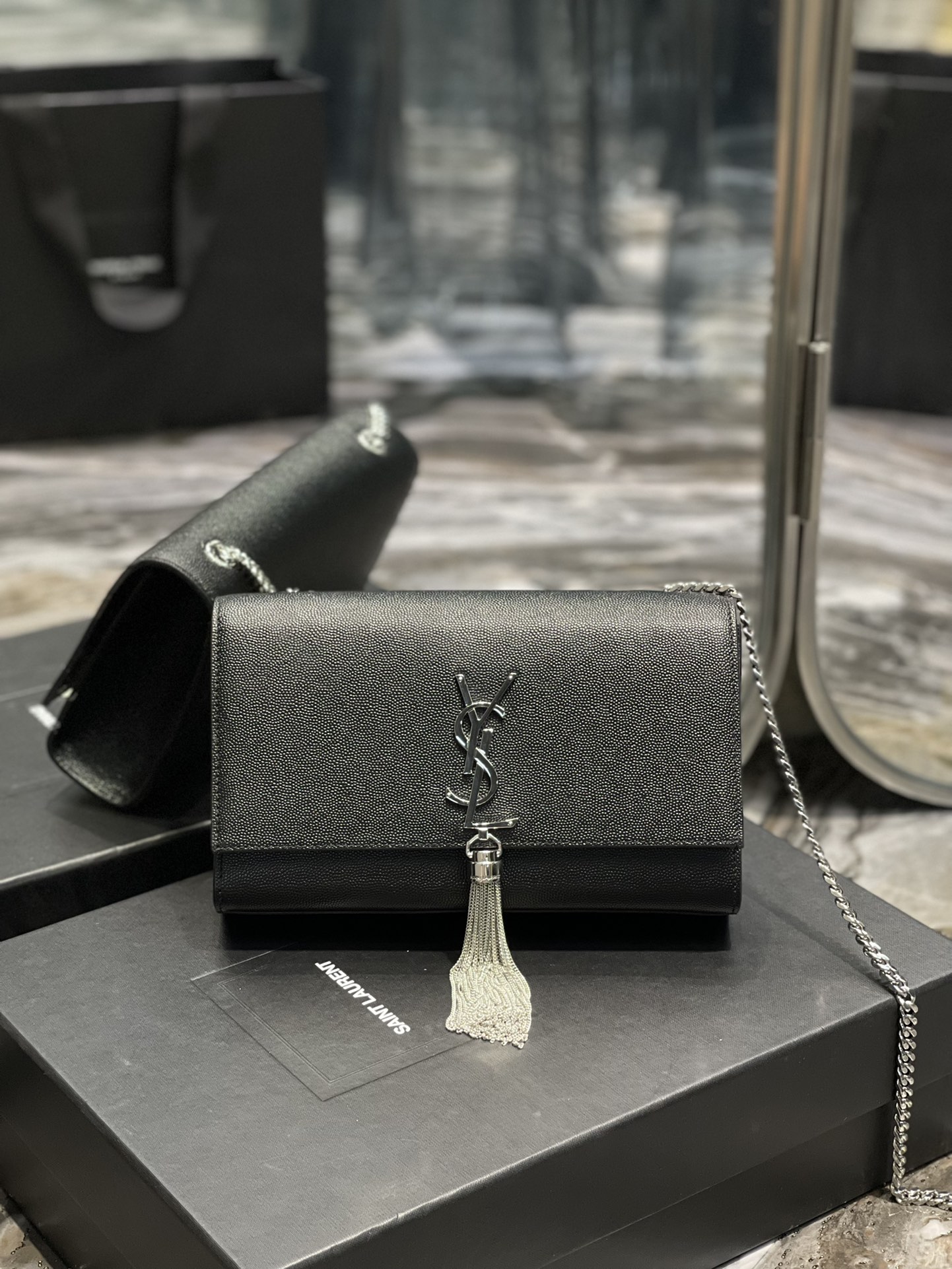 YVES SAINT LAURENT CROSSBODY BAG in Black Caviar YVES SAINT LAURENT CROSSBODY BAG in Black Caviar