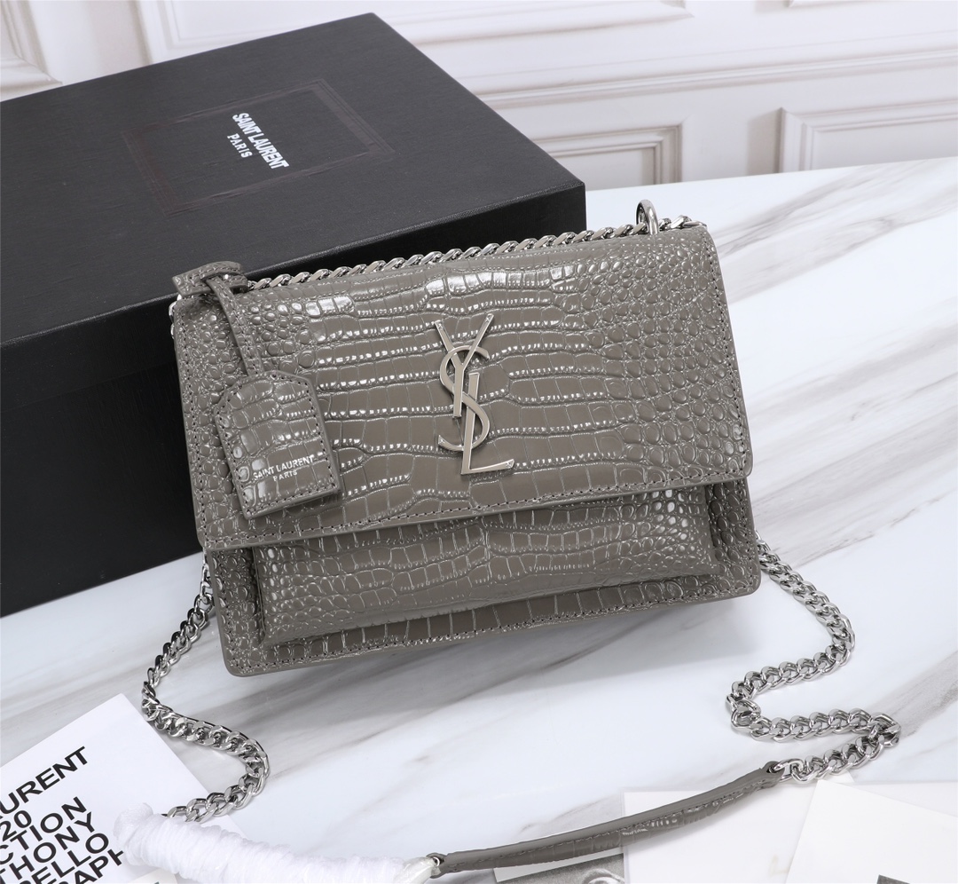 YVES SAINT LAURENT CROSSBODY BAG gray-green YVES SAINT LAURENT CROSSBODY BAG gray-green