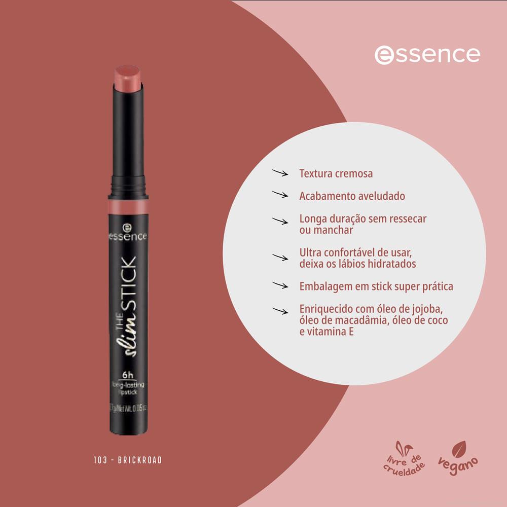Batom Cremoso Aveludado Essence The Slim Stick 103 Brickroad 1,7 g Batom Cremoso Aveludado Essence The Slim Stick 103 Brickroad 1,7 g