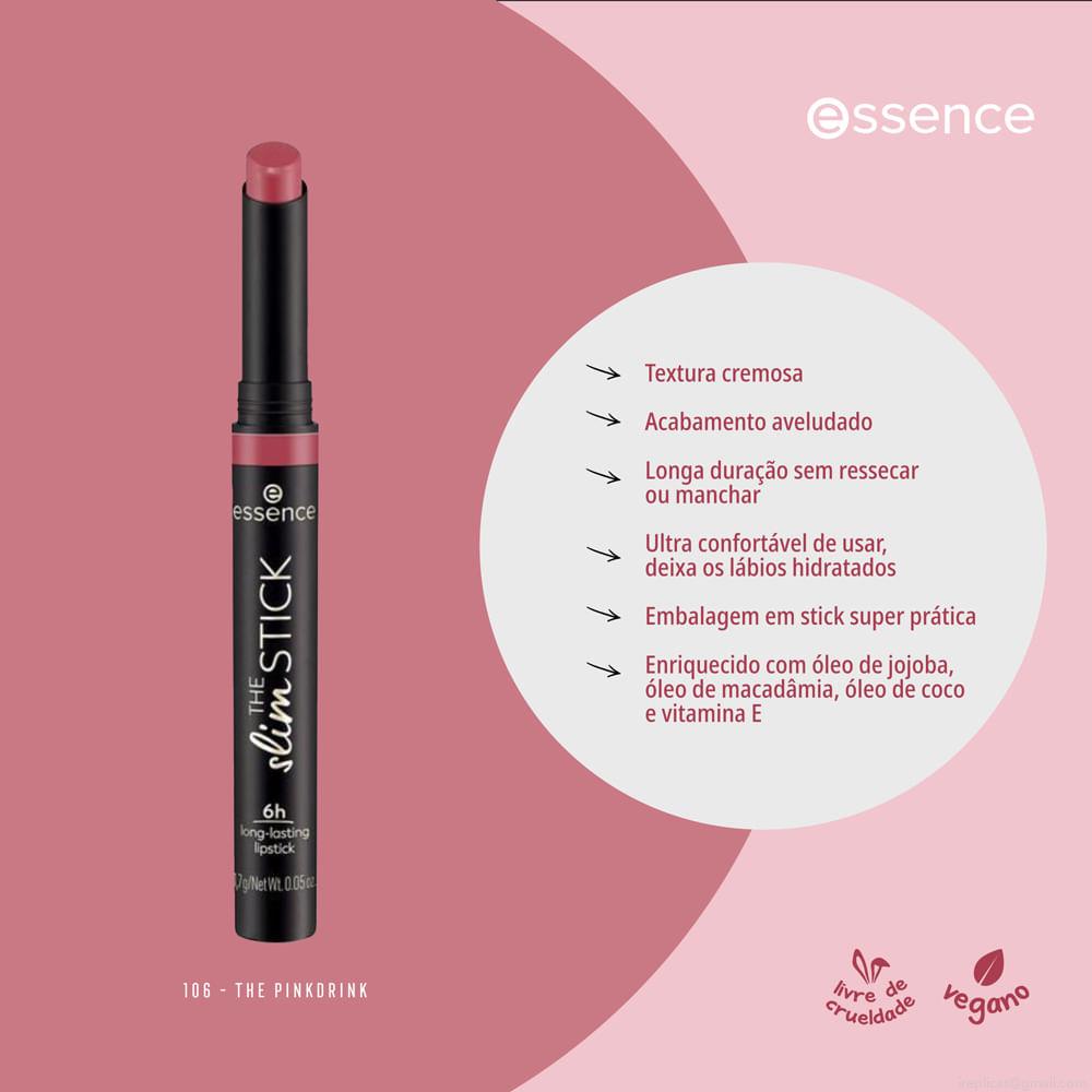 Batom Cremoso Aveludado Essence The Slim Stick 106 The Pinkdrink 1,7 g Batom Cremoso Aveludado Essence The Slim Stick 106 The Pinkdrink 1,7 g