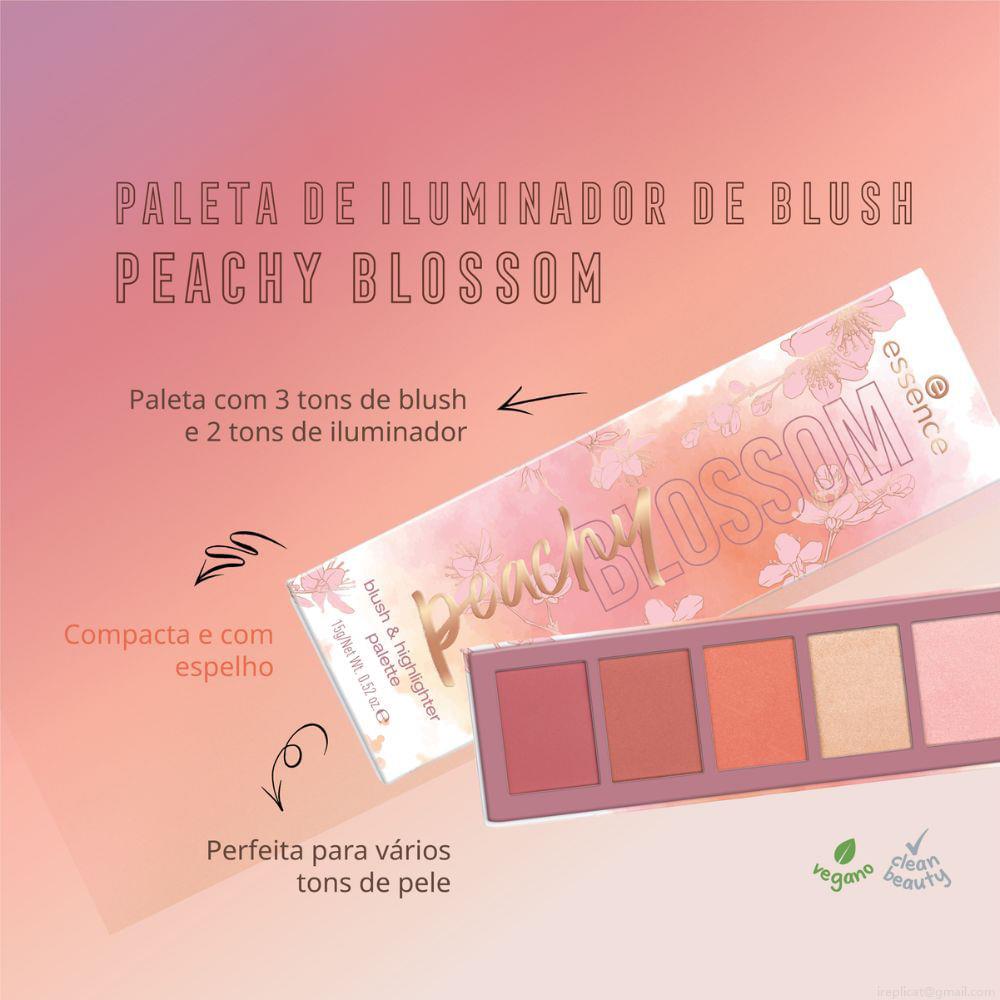 Paleta de Blush e Iluminador em Pó Essence Peachy Blossom 5 Shades Paleta de Blush e Iluminador em Pó Essence Peachy Blossom 5 Shades