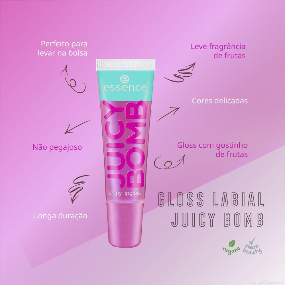 Gloss Labial Líquido Cintilante Essence Juicy Bomb 105 Bouncy Bubblegum 10 ml Gloss Labial Líquido Cintilante Essence Juicy Bomb 105 Bouncy Bubblegum 10 ml