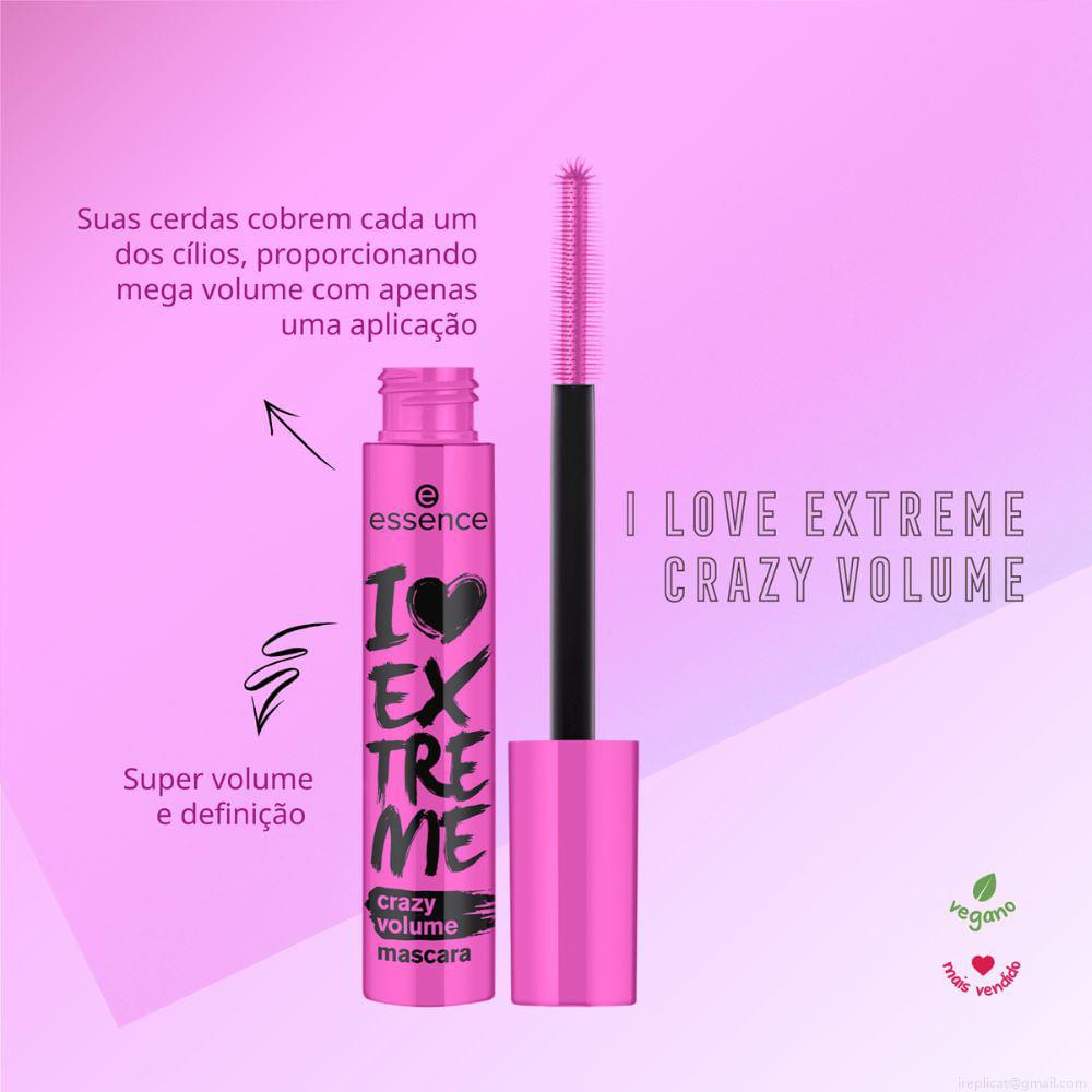 Máscara para Cílios de Volume Essence I Love Extreme Crazy Volume Preto 12 ml Máscara para Cílios de Volume Essence I Love Extreme Crazy Volume Preto 12 ml