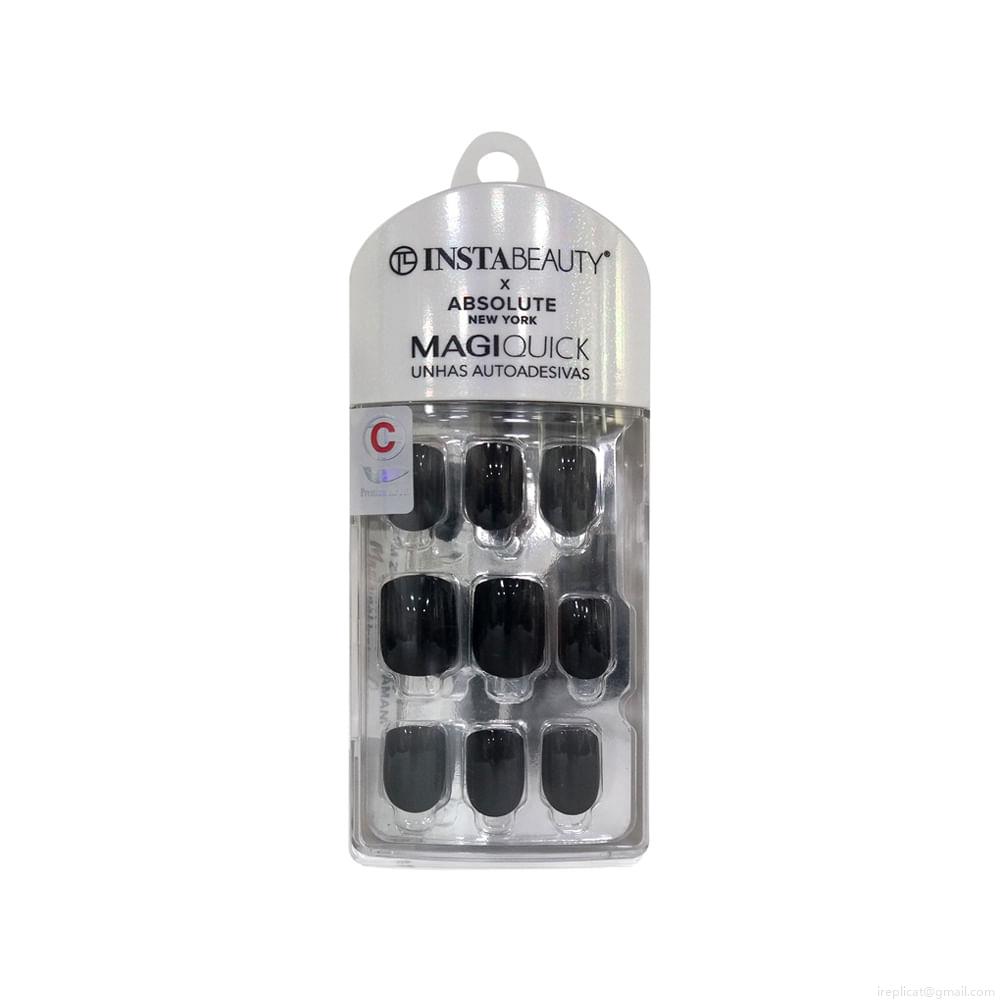 Unhas Postiças Curta Autocolante Quadrada Pintada Absolute New York Magiquick Magic Black 24 Unidades Unhas Postiças Curta Autocolante Quadrada Pintada Absolute New York Magiquick Magic Black 24 Unidades