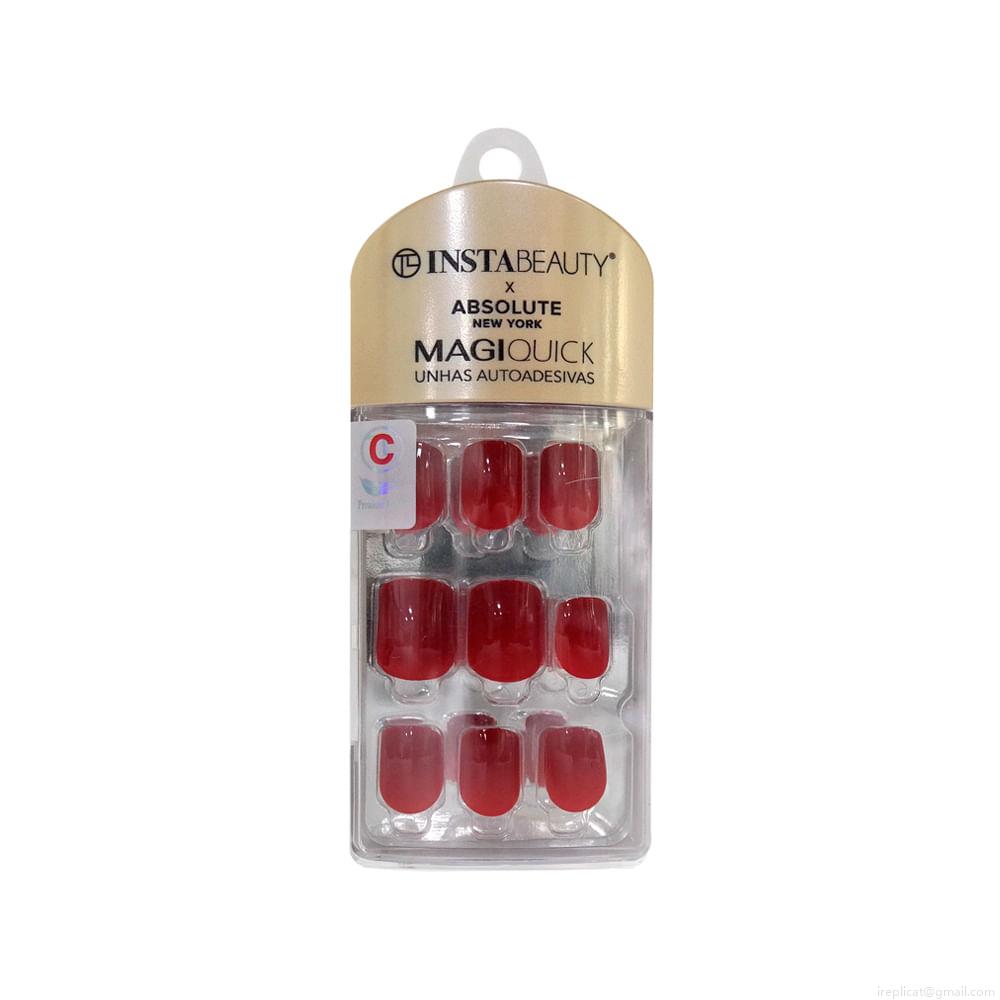 Unhas Postiças Curta Autocolante Quadrada Pintada Absolute New York Magiquick Wine Red 24 Unidades Unhas Postiças Curta Autocolante Quadrada Pintada Absolute New York Magiquick Wine Red 24 Unidades