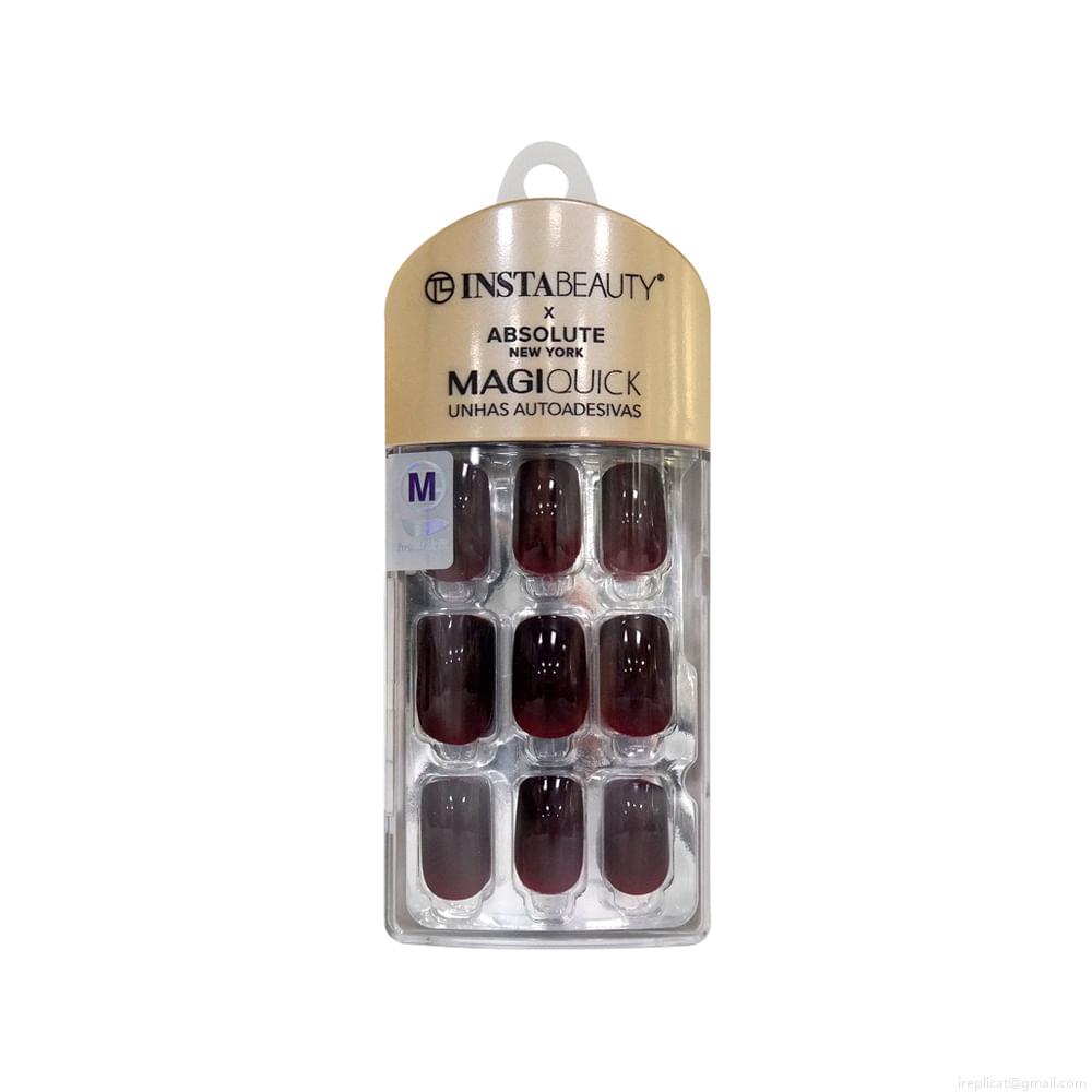 Unhas Postiças Média Autocolante Quadrada Pintada Absolute New York Magiquick Reddish Black 24 Unidades Unhas Postiças Média Autocolante Quadrada Pintada Absolute New York Magiquick Reddish Black 24 Unidades
