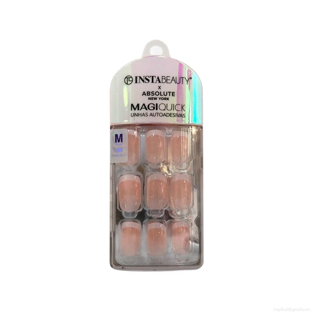Unhas Postiças Média Autocolante Quadrada Pintada Absolute New York Magiquick French French 24 Unidades Unhas Postiças Média Autocolante Quadrada Pintada Absolute New York Magiquick French French 24 Unidades