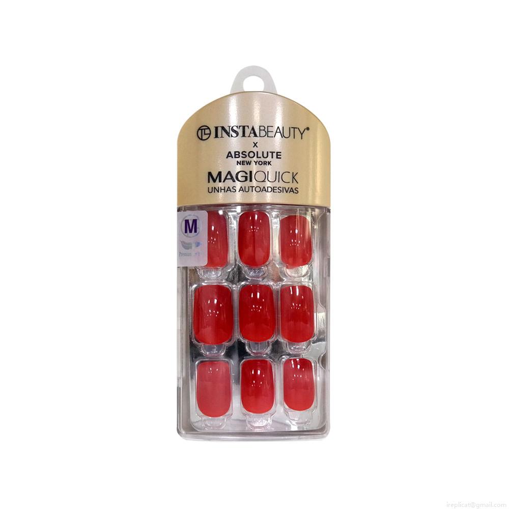Unhas Postiças Média Autocolante Quadrada Pintada Absolute New York Magiquick Candy Red 24 Unidades Unhas Postiças Média Autocolante Quadrada Pintada Absolute New York Magiquick Candy Red 24 Unidades