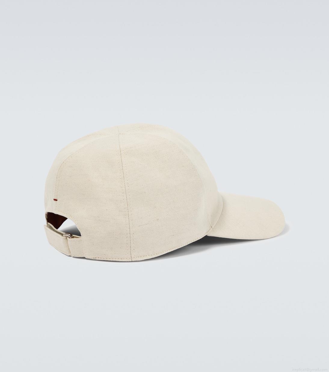 Loro PianaLogo cotton and linen baseball cap Loro PianaLogo cotton and linen baseball cap