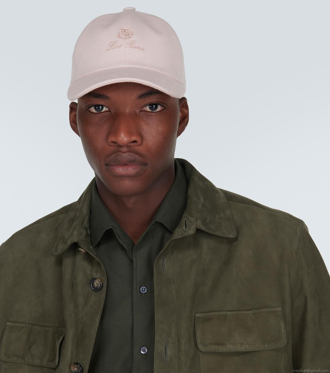 Loro PianaLogo cashmere velvet baseball cap Loro PianaLogo cashmere velvet baseball cap