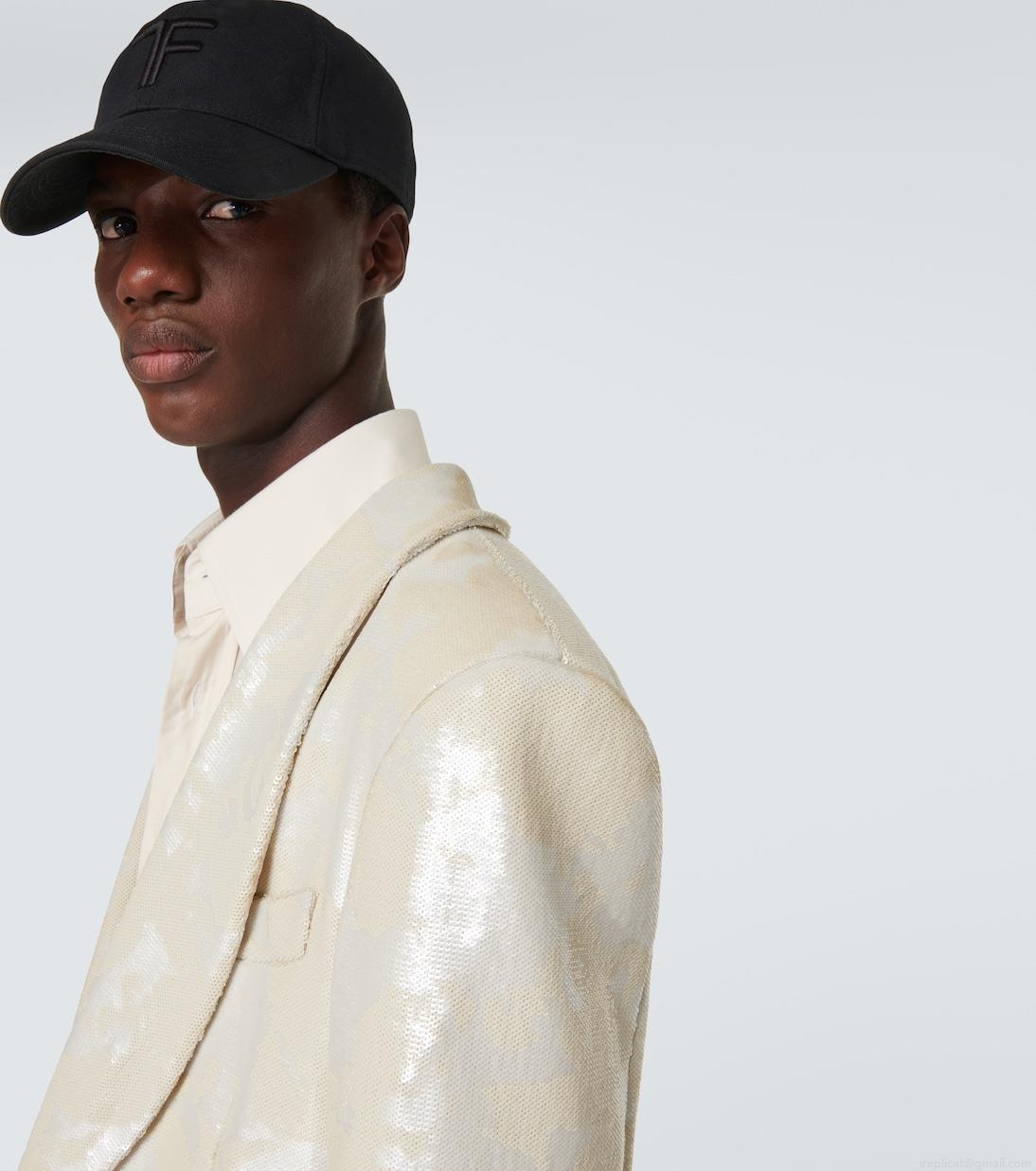 Tom FordEmbroidered canvas and leather cap Tom FordEmbroidered canvas and leather cap