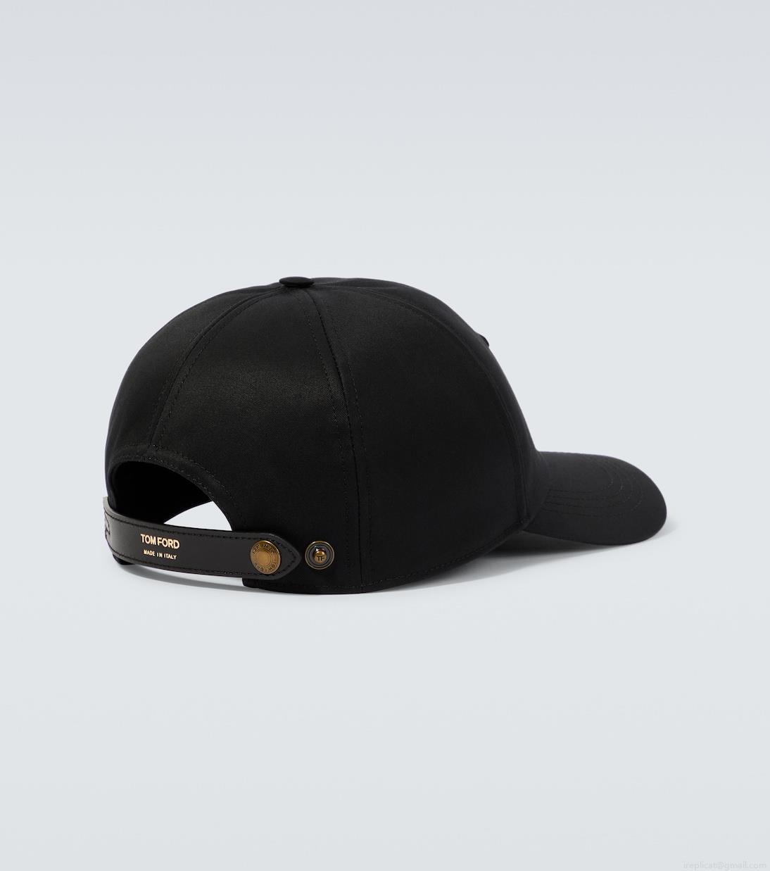 Tom FordEmbroidered canvas and leather cap Tom FordEmbroidered canvas and leather cap