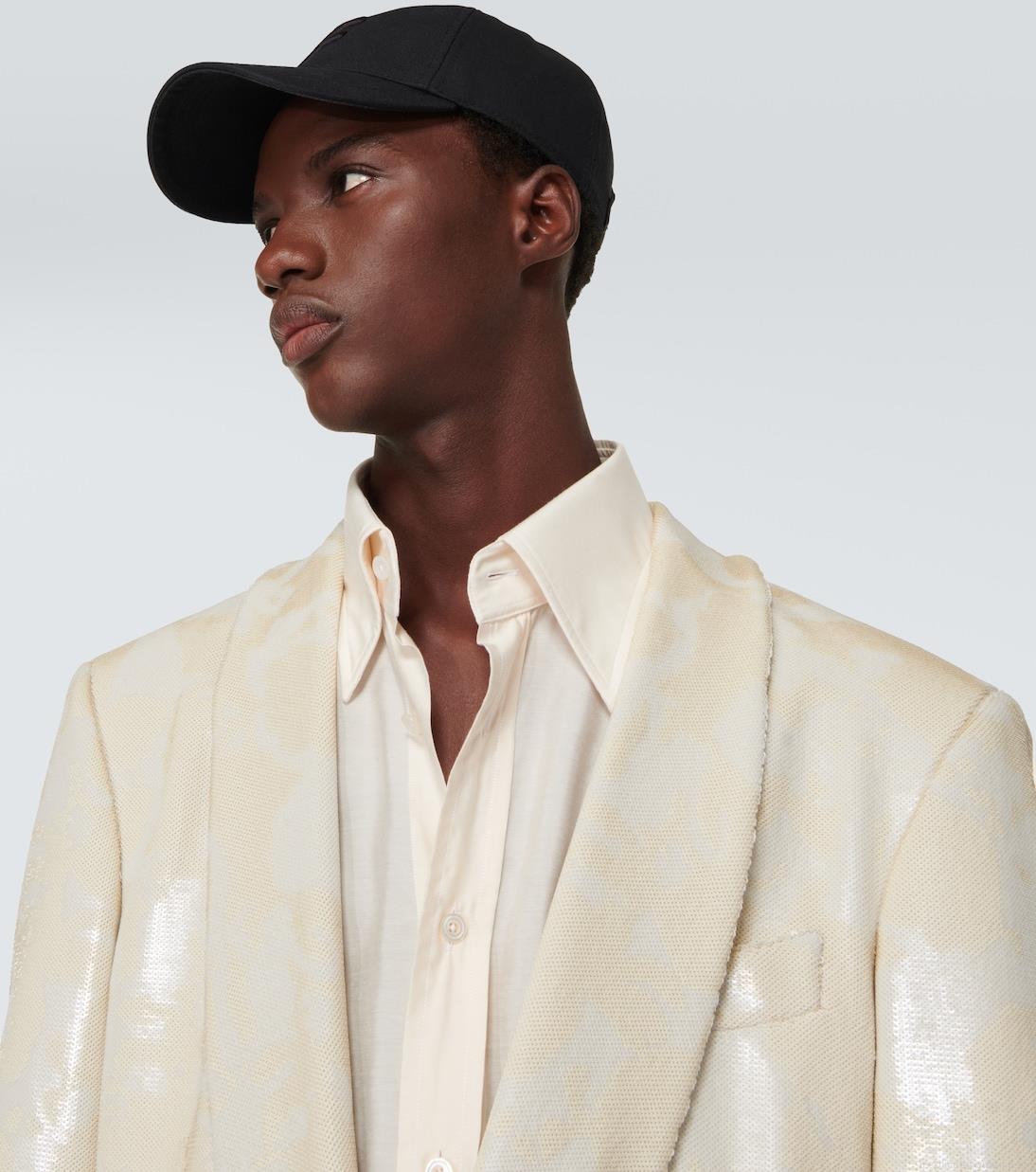 Tom FordEmbroidered canvas and leather cap Tom FordEmbroidered canvas and leather cap