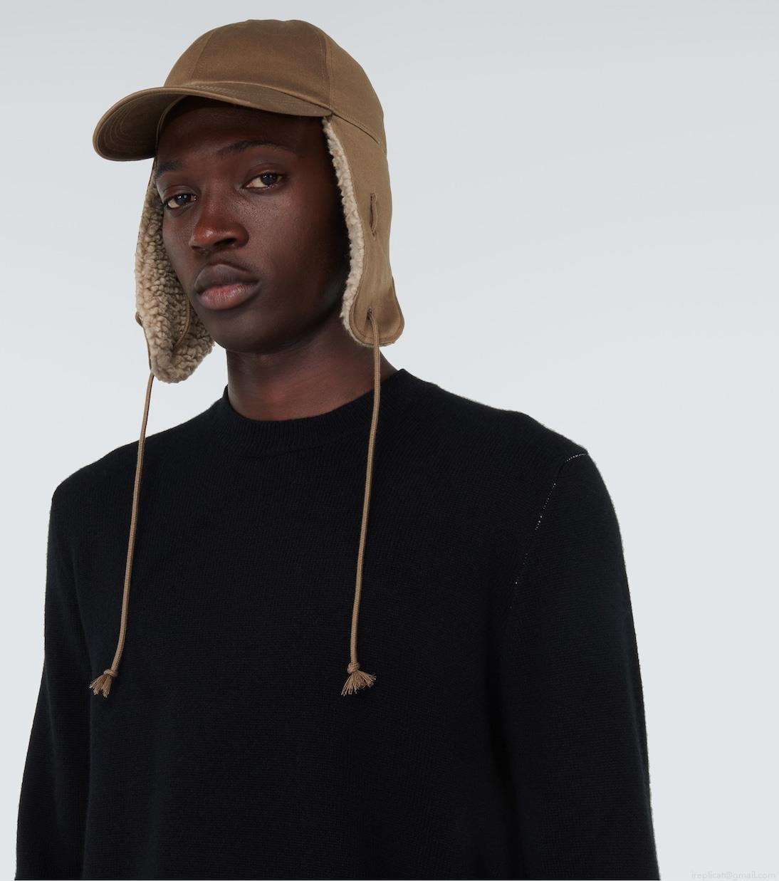 BurberryFaux-shearling trimmed cotton hat BurberryFaux-shearling trimmed cotton hat