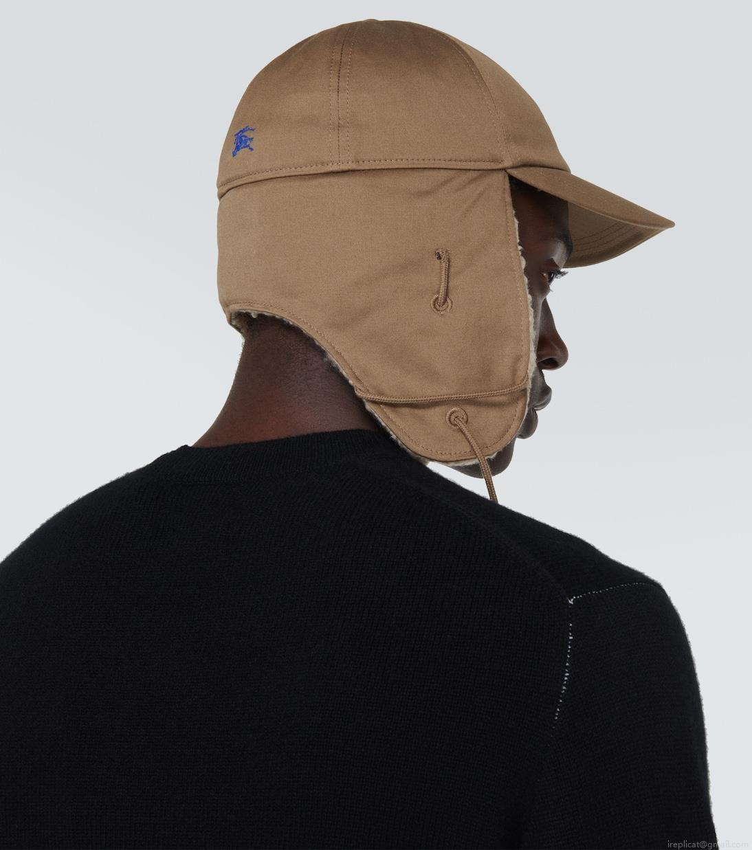 BurberryFaux-shearling trimmed cotton hat BurberryFaux-shearling trimmed cotton hat